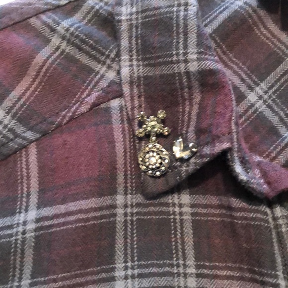 Paige Purple Flannel Shirt w/ Embellishments - Picture 2 of 9